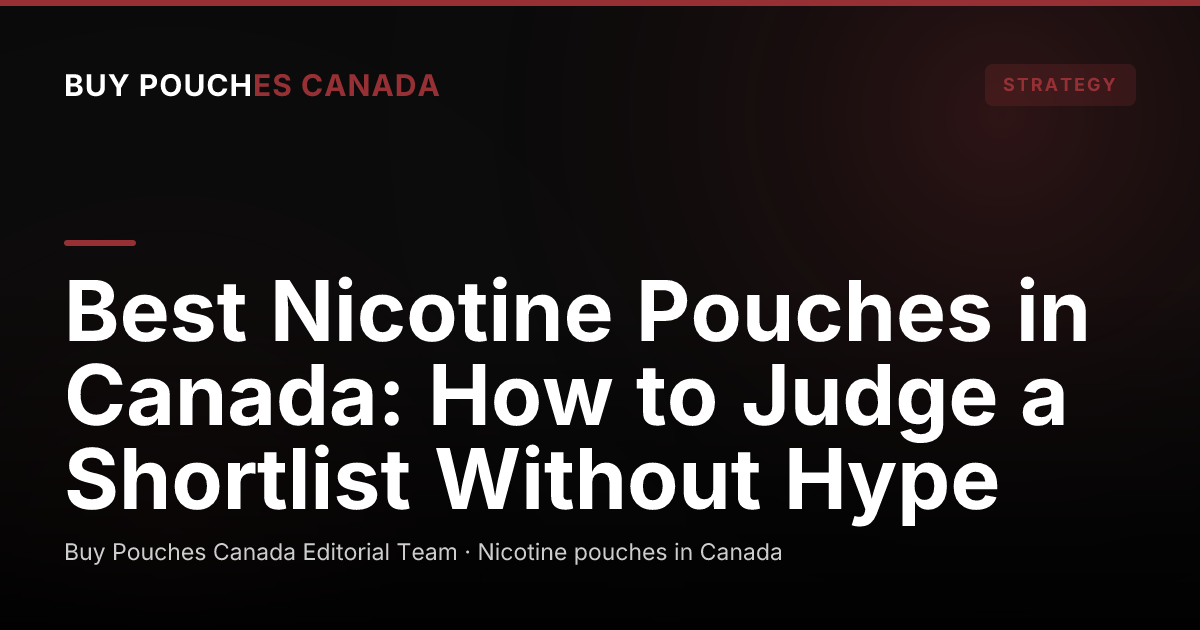 A blank checklist clipboard beside mint leaves on pale stone, a scene about judging a Canadian pouch shortlist by authorization first.